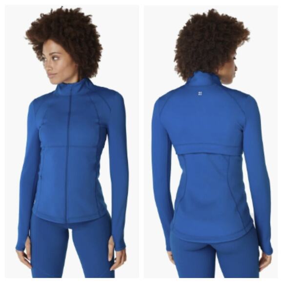 Sweaty Betty Women's Power Boost Workout Zip Up Oxford Blue Size M - Picture 1 of 10